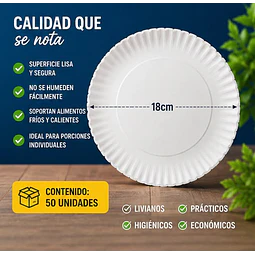 Platos de Cartón Circular Desechable de 18cm 