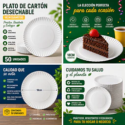 Platos de Cartón Circular Desechable de 18cm 