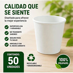 Vasos Polipapel Blanco 4oz de 50unidades 
