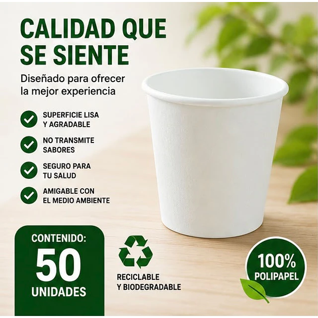 Vasos Polipapel Blanco 4oz de 50unidades 