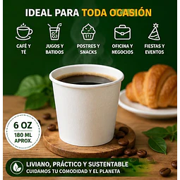 Vasos Polipapel Blanco 6oz de 50unidades 