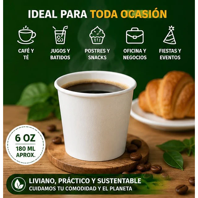 Vasos Polipapel Blanco 6oz de 50unidades 