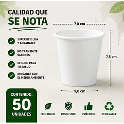 Vasos Polipapel Blanco 6oz de 50unidades 