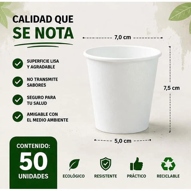 Vasos Polipapel Blanco 6oz de 50unidades 