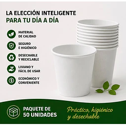 Vasos Polipapel Blanco 6oz de 50unidades 