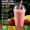Vasos Plásticos PET Con Tapa Tipo Domo 16Oz