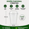Vasos Plásticos PET Con Tapa Tipo Domo 16Oz