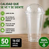 Vasos Plásticos PET Con Tapa Tipo Domo 16Oz