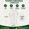 Vasos Plásticos PET Con Tapa Tipo Domo 12Oz