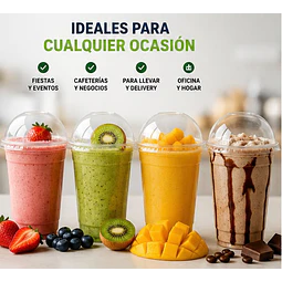 Vasos Plásticos PET Con Tapa Tipo Domo 12Oz