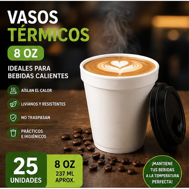 Vasos Termicos Reutilizables 8oz Plumavit 