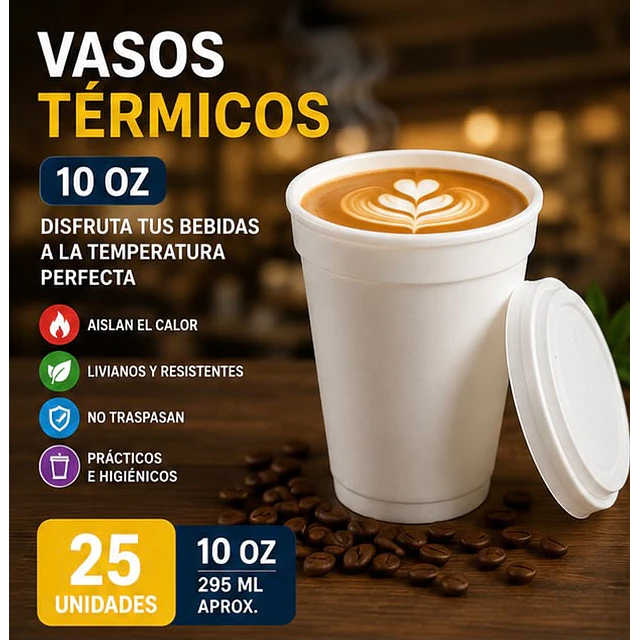Vasos Termicos Reutilizables 10oz Plumavit 