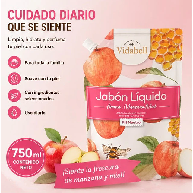 Jabon Liquido Vidabell Aroma A Manzana Miel 750ml