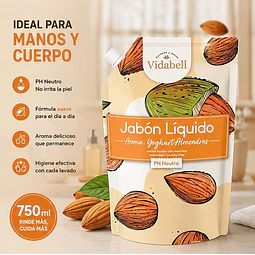 Jabon Liquido Vidabell Aroma Yoghurth Almendras 750ml