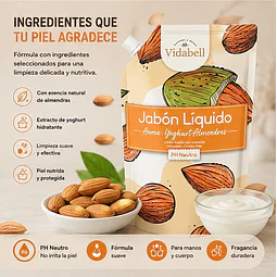 Jabon Liquido Vidabell Aroma Yoghurth Almendras 750ml
