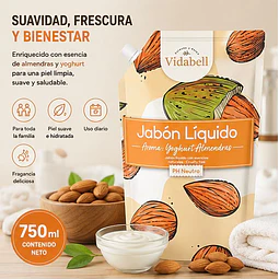 Jabon Liquido Vidabell Aroma Yoghurth Almendras 750ml