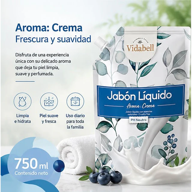 Jabon Liquido Vidabell Aroma Crema 750ml