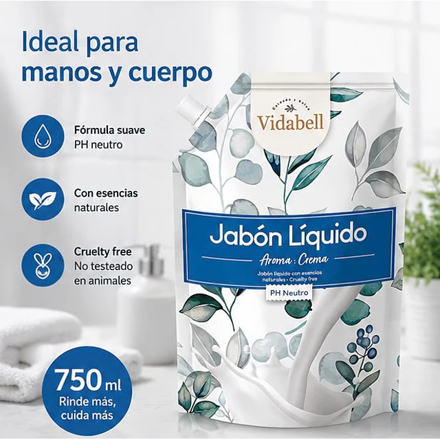 Jabon Liquido Vidabell Aroma Crema 750ml