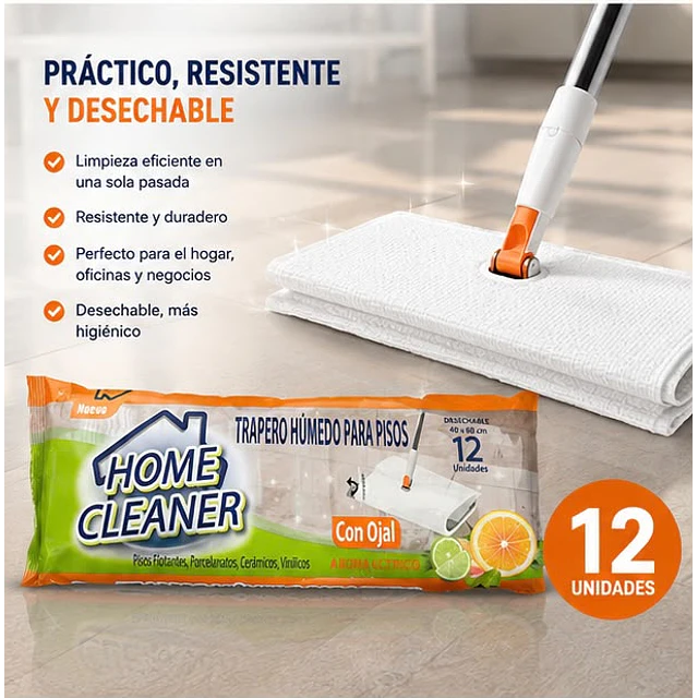 Trapero Humedo Home Cleaner Aroma Citrus 12 Unidades