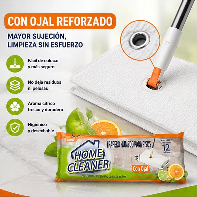 Trapero Humedo Home Cleaner Aroma Citrus 12 Unidades
