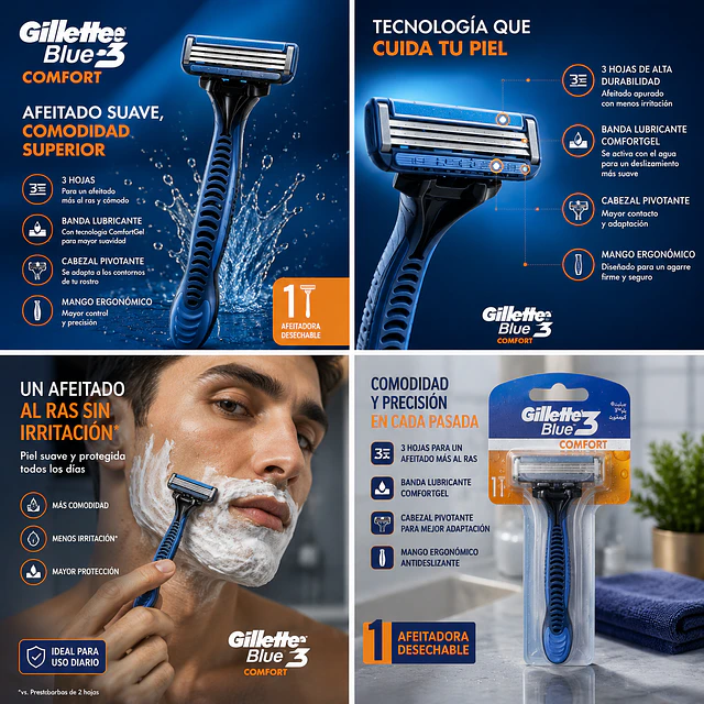 Afeitadora Gillette 3 Blue Comfort