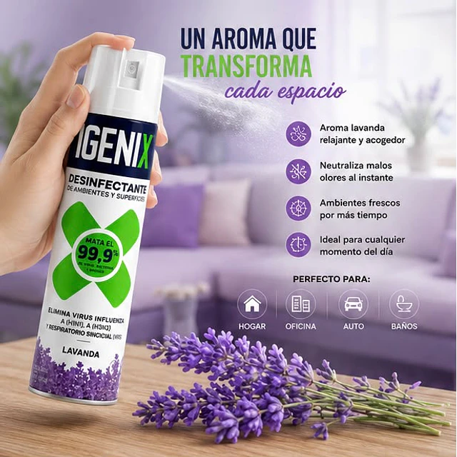 Desinfectante en Aerosol Igenix Lavanda 360 cc