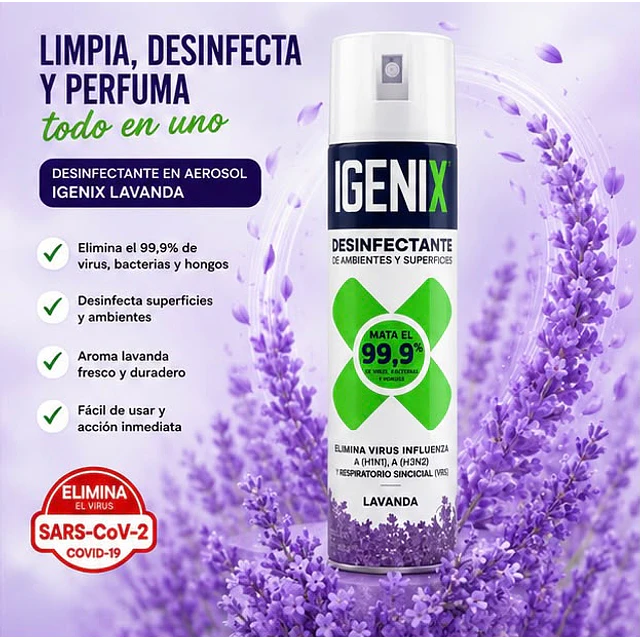 Desinfectante en Aerosol Igenix Lavanda 360 cc