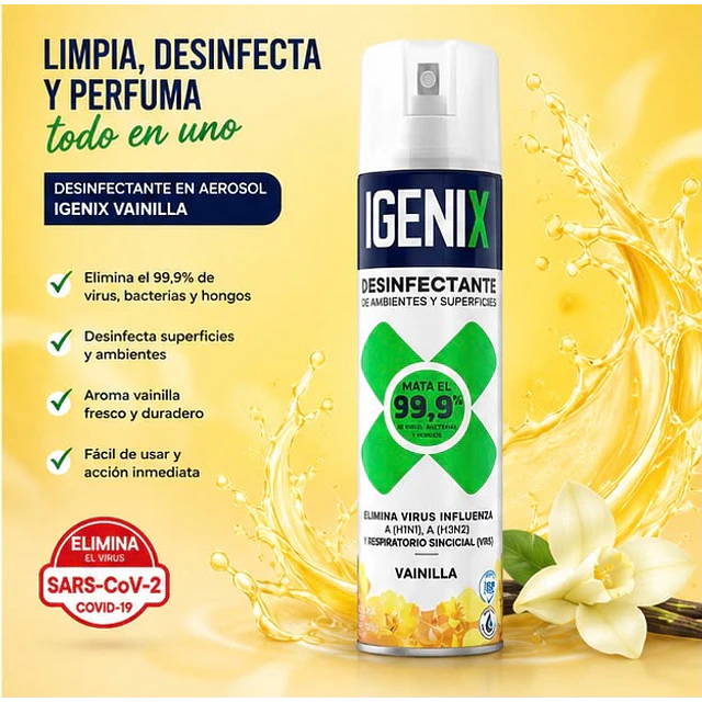 Desinfectante en Aerosol Igenix Vainilla 360 cc