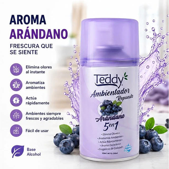Ambientador Teddy Aroma Arandano 5 En 1 De 250ml