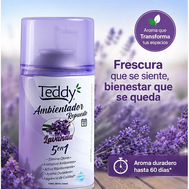 Ambientador Teddy Aroma Lavanda 5 En 1 De 250ml
