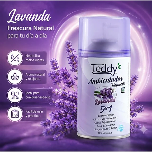 Ambientador Teddy Aroma Lavanda 5 En 1 De 250ml