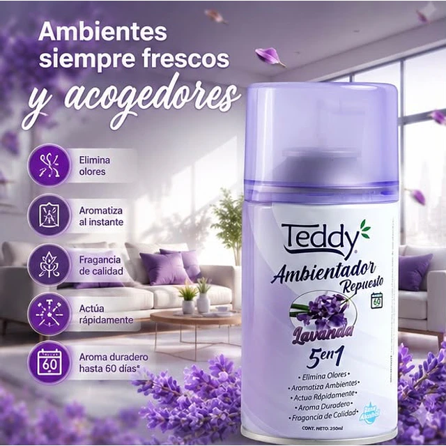 Ambientador Teddy Aroma Lavanda 5 En 1 De 250ml