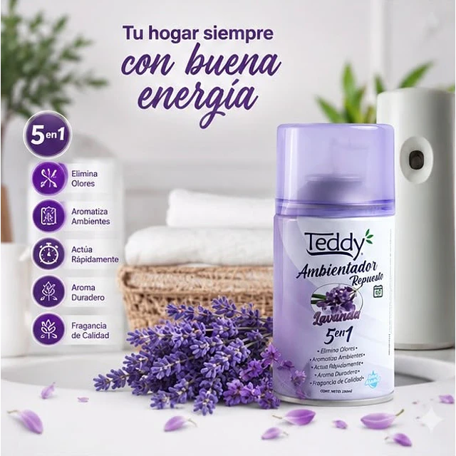 Ambientador Teddy Aroma Lavanda 5 En 1 De 250ml