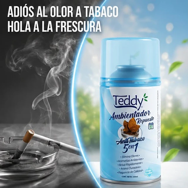 Ambientador Teddy Aroma Anti Tabaco 5 En 1 De 250ml