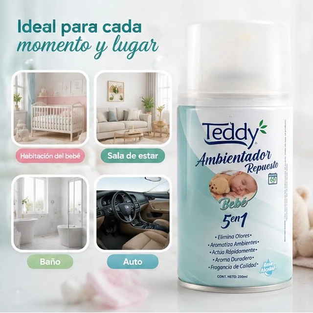 Ambientador Teddy Aroma Bebe 5 En 1 De 250ml