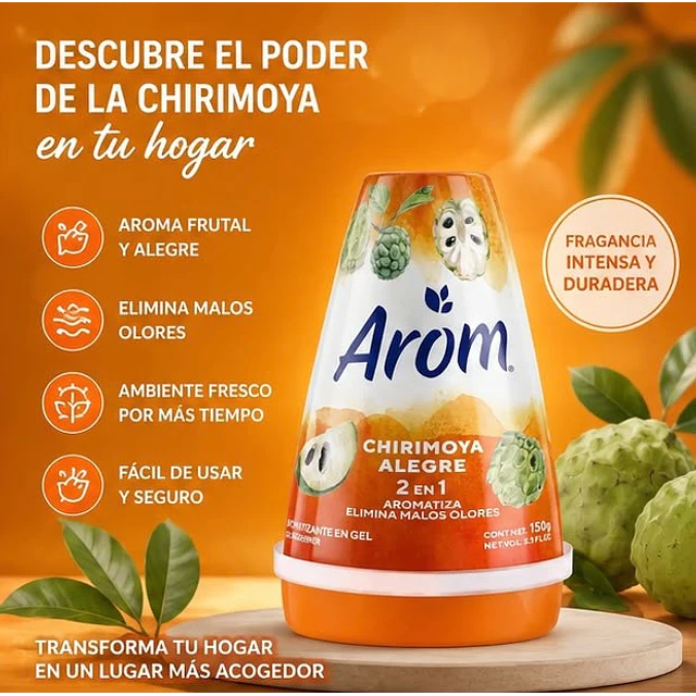 Desodorante Ambiental Cono Gel Arom Chirimoya Alegre 150g