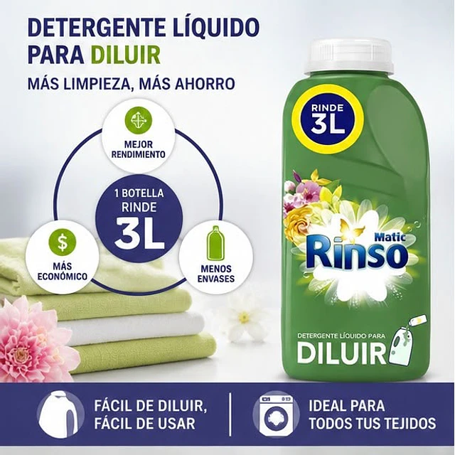 Detergente Líquido Rinso Matic Para Diluir 500ml