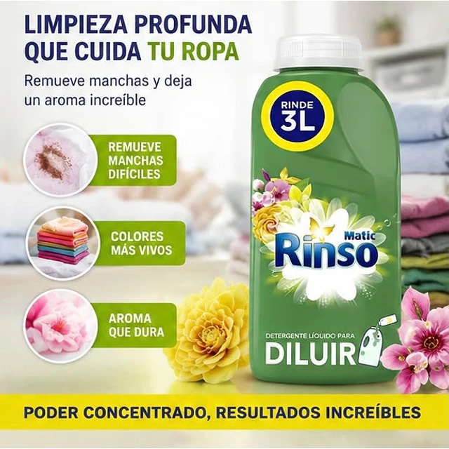 Detergente Líquido Rinso Matic Para Diluir 500ml