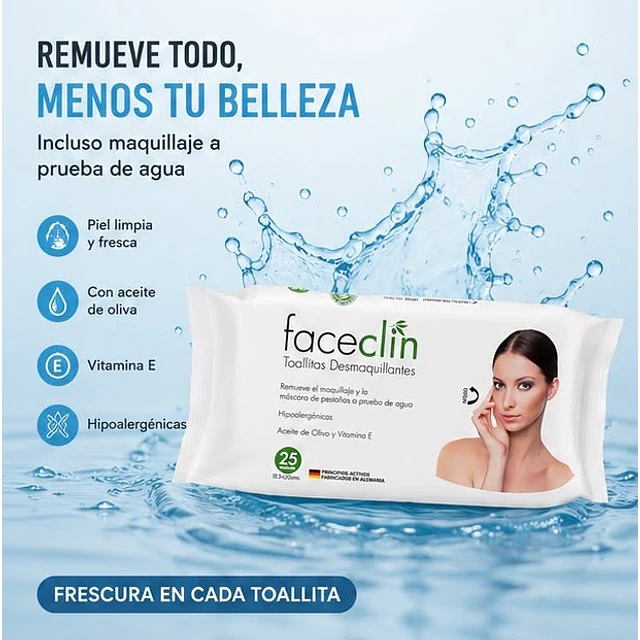 Toallitas Desmaquillantes Faceclin 25 Unidades