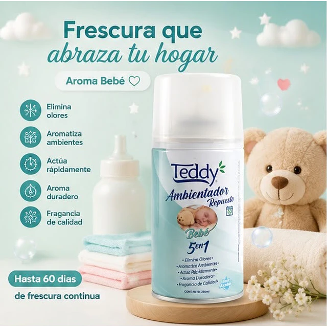 Ambientador Teddy Aroma Bebe 5 En 1 De 250ml