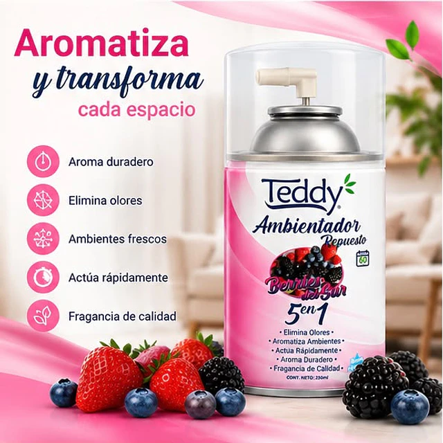 Ambientador Teddy Aroma Berries del Sur 5 En 1 De 250ml