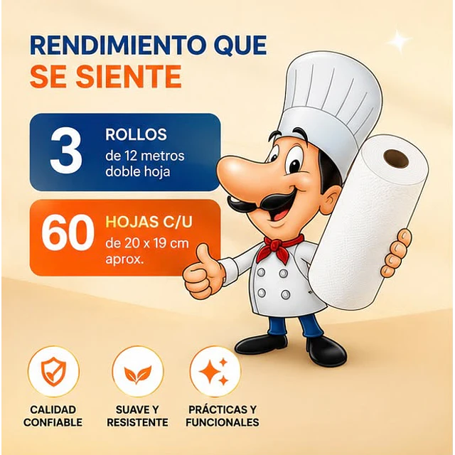 Nova Clásica Toalla De Papel 3 Unidades 12 Mt