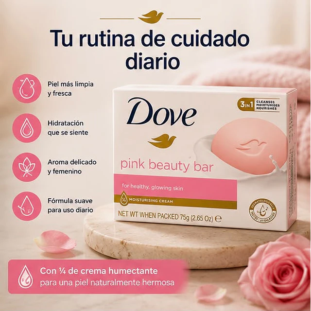  Jabon En Barra Dove Pink Beauty Bar 75g