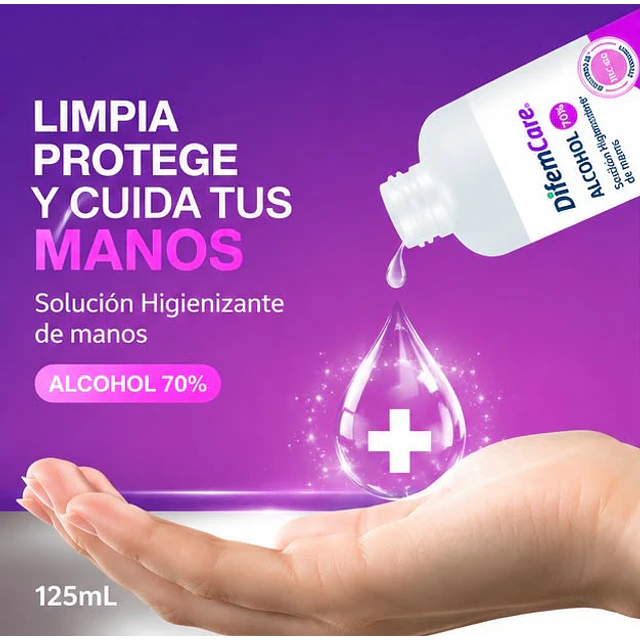 Alcohol Higienizante de manos 70% Difem 125ml 