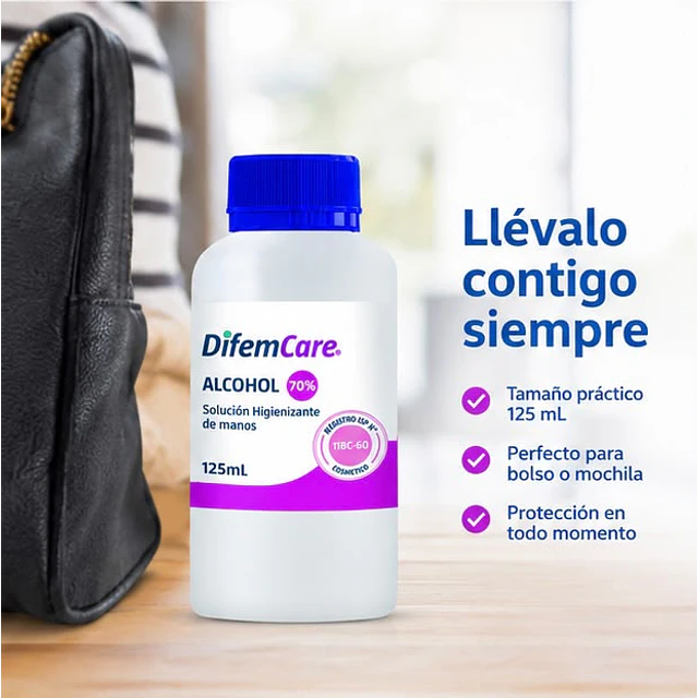 Alcohol Higienizante de manos 70% Difem 125ml 