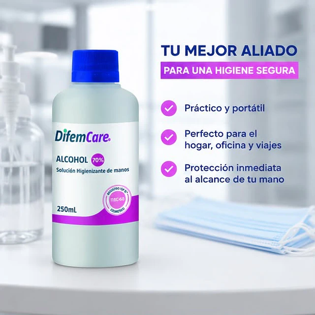 Alcohol Higienizante de manos 70% Difem 250ml 