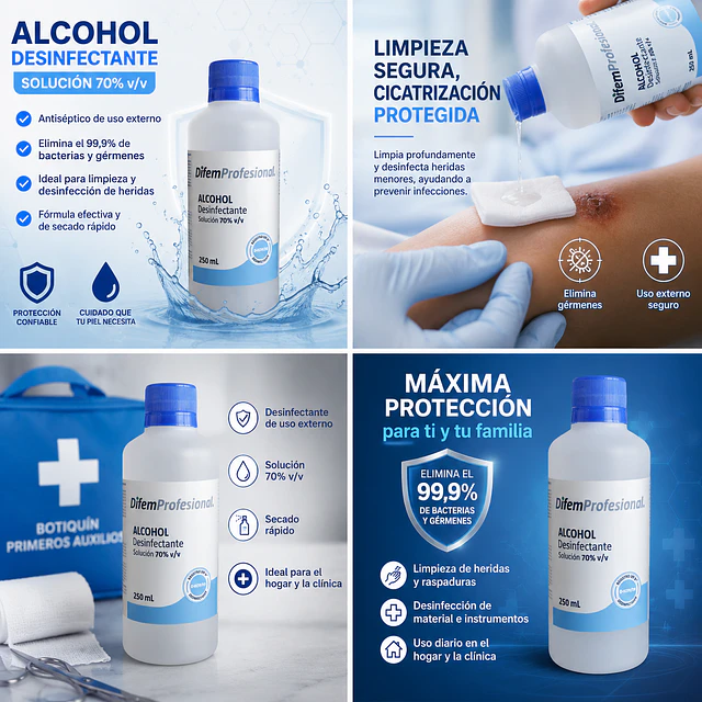 Alcohol Desinfectante 70% Difem 250ml