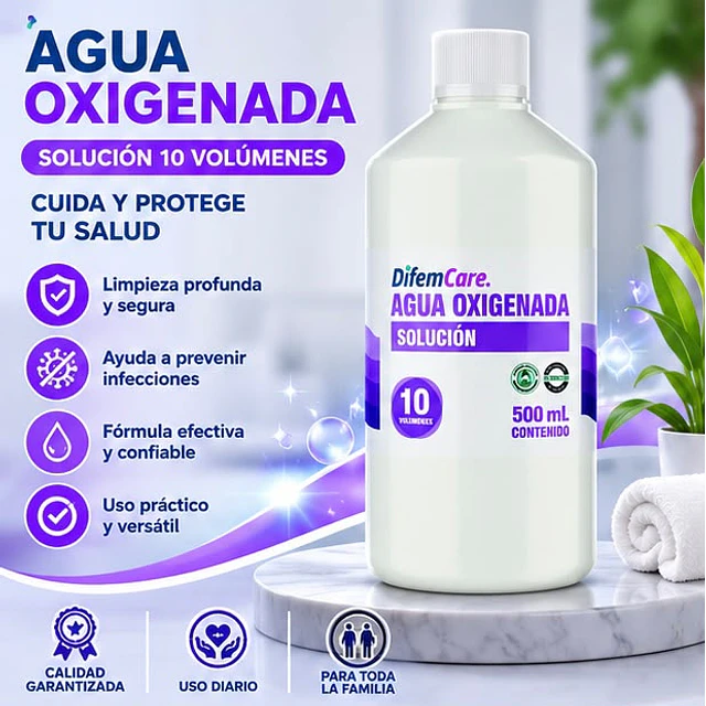 Agua Oxigenada Solución Difem 10v 500ml
