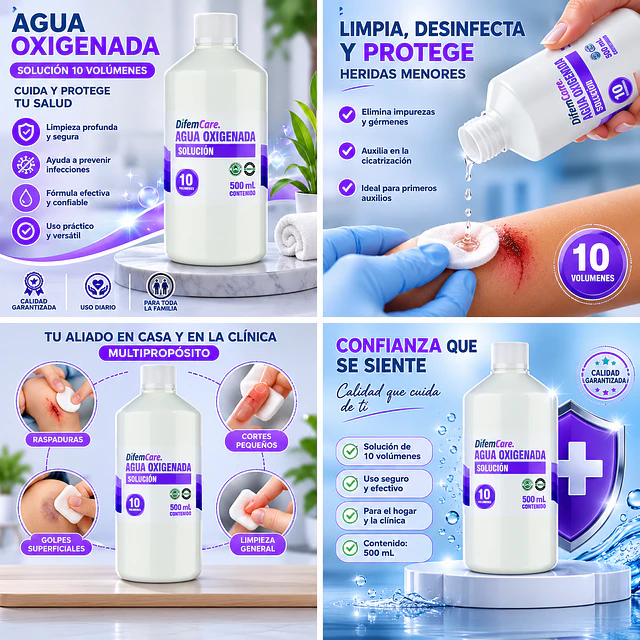 Agua Oxigenada Solución Difem 10v 500ml