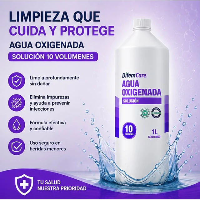 Agua Oxigenada Solución Difem 10v 1000ml